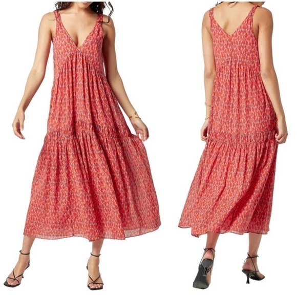 Joie Bondi Cotton Sleeveless Tiered Maxi Dress in Tea Rose Size XL - Picture 1 of 8